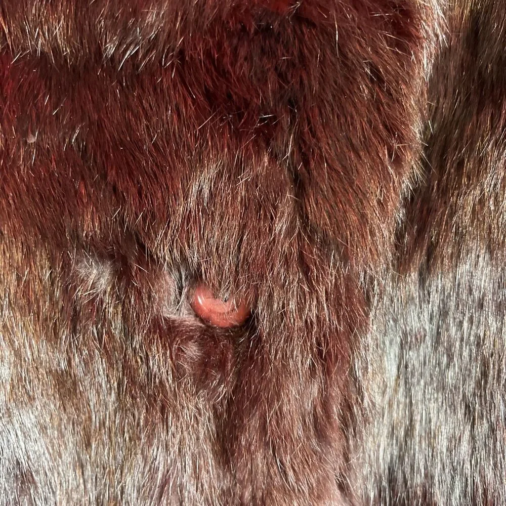 Vintage Women’s Dyed Burgundy Maroon Wine Rabbit Fur Coat Jacket Medium - Picture 5 of 11